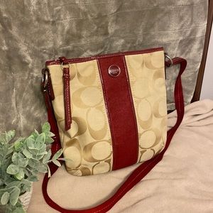 Coach burgundy striped monogram crossbody